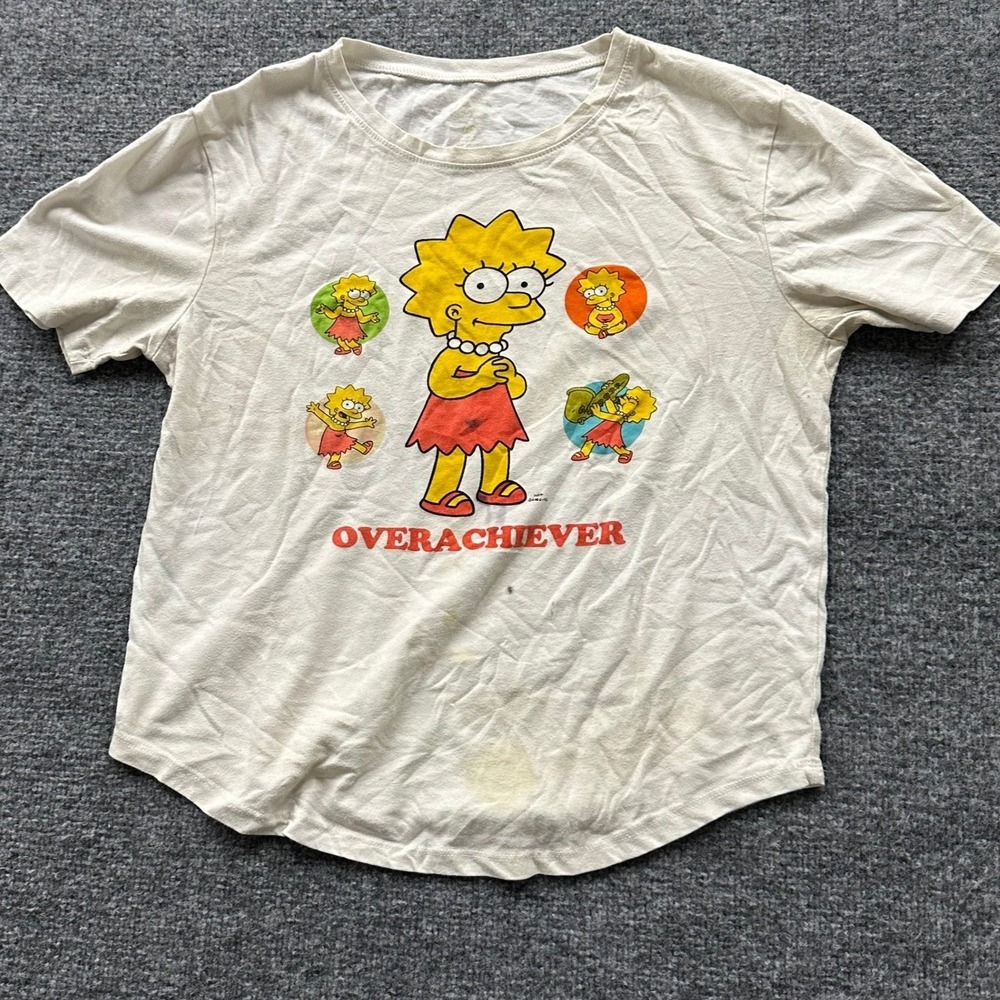 The Simpsons T-Shirt Womens Size M White Lisa Simpson Overachiever Graphic Tee